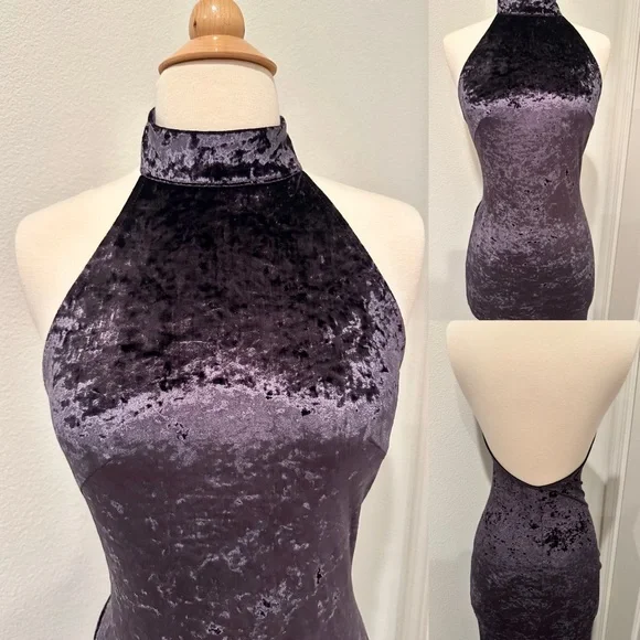 HM Velvet Split Side Maxi Dress Size 4 - Picture 2 of 4